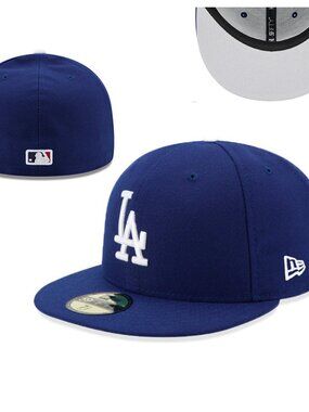 New Era Los Angeles Dodgers Blue Fitted Cap with White LA Logo